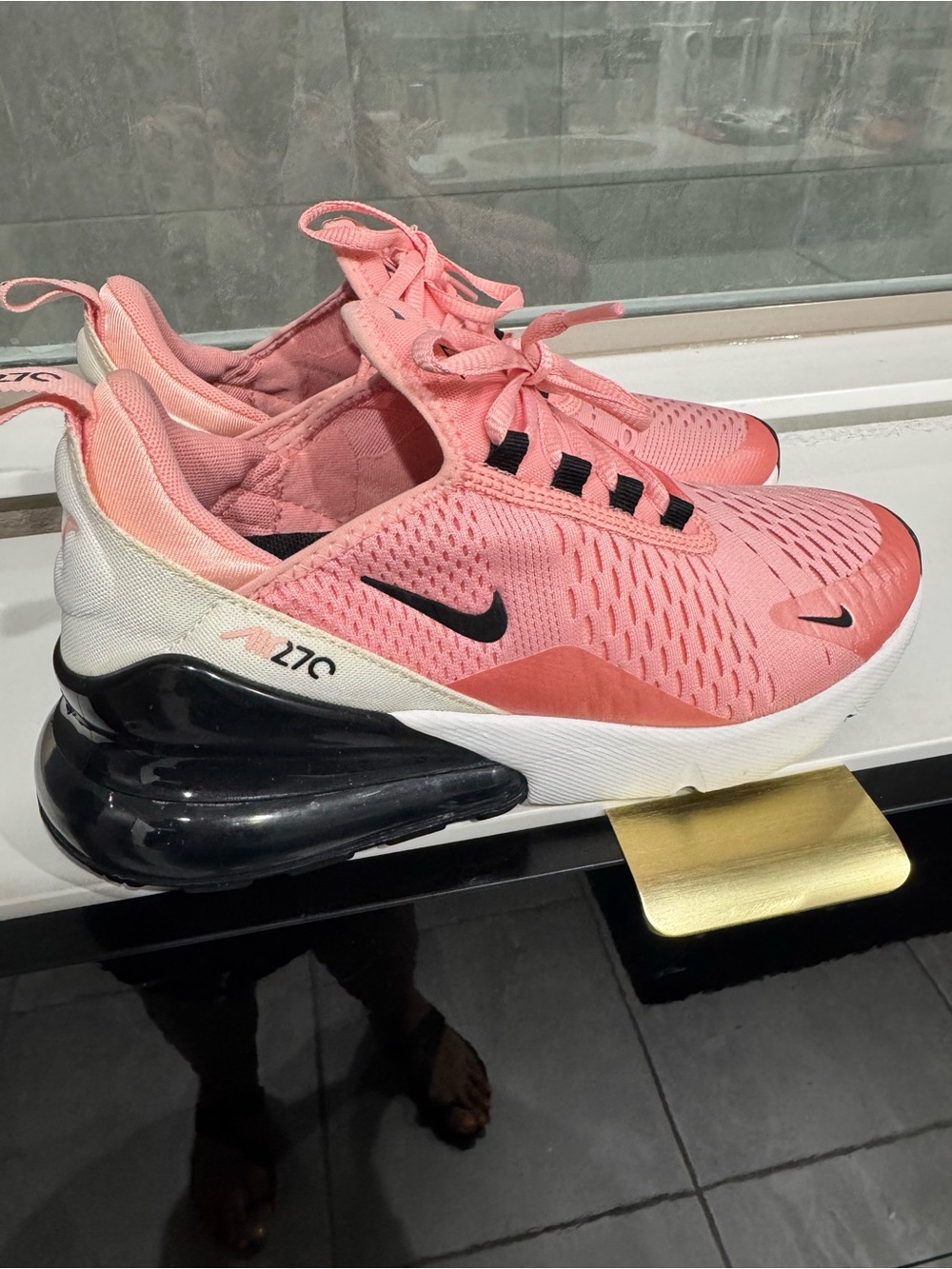Nike Women’s Pink and Black Air Max 270-Style Sneakers
